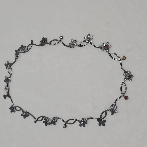Vintage Israel Sterling Silver And Gemstone Necklace